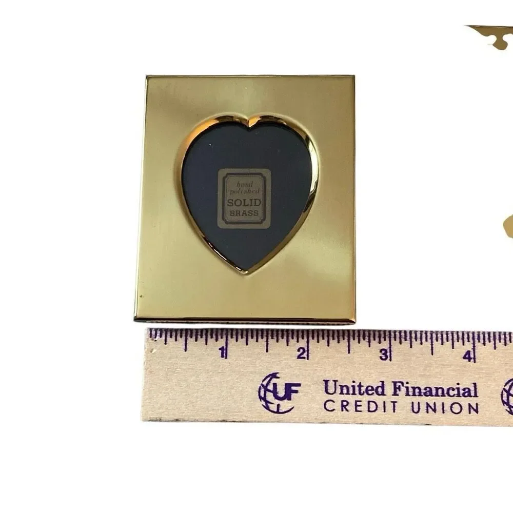 Vintage Lot 4 Solid Brass Picture Frames Gold-tone 2.5 x 3.5 Heart Korea cottage